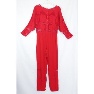 Vintage 80's Touch of Bali Cutwork Jumpsuit